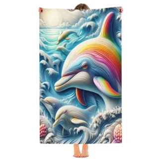 Toalha de Praia Mar de Golfinhos-Design Exclusivo