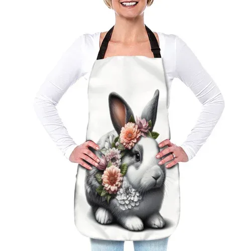 Avental de cozinha feminino Coelho florido-Design Exclusivo