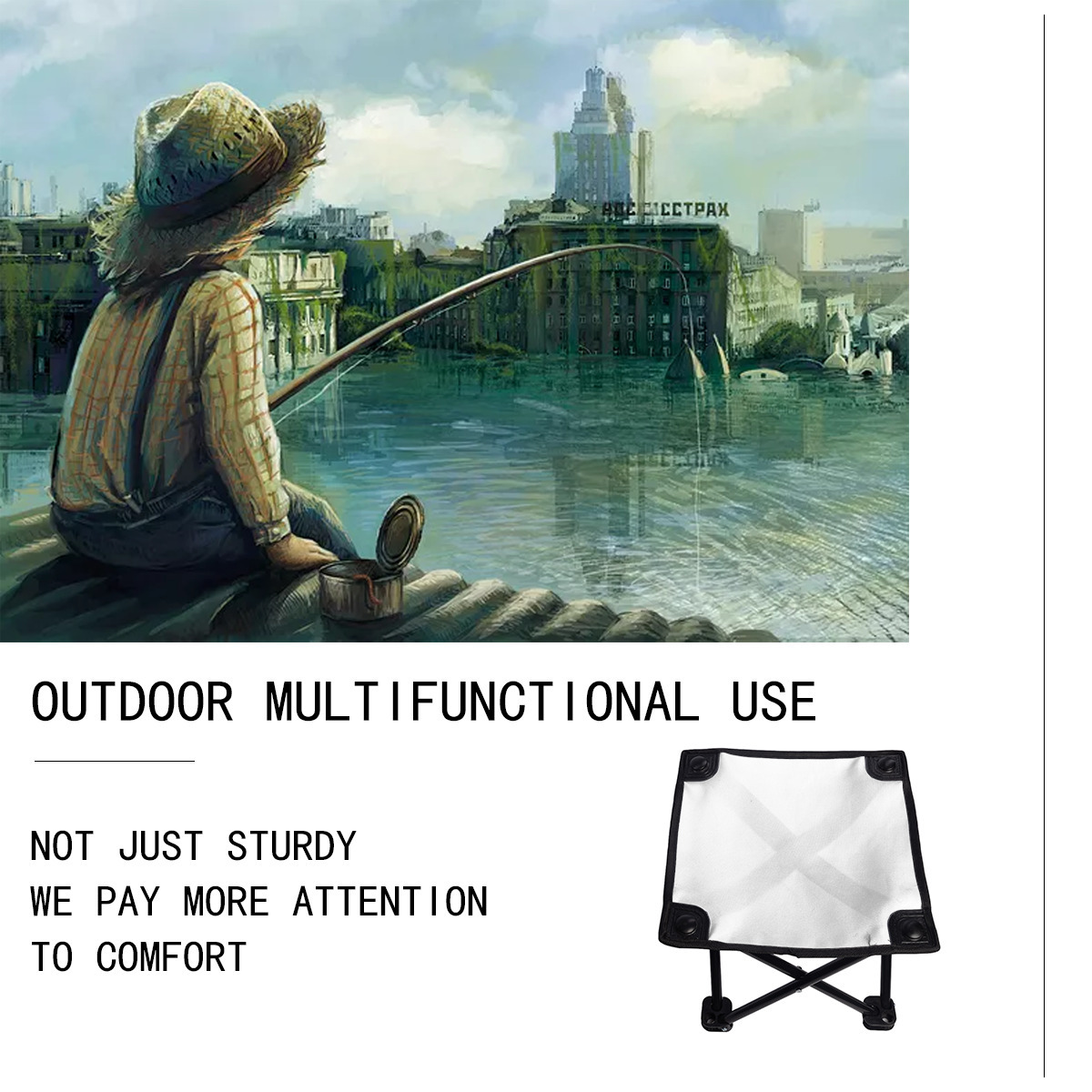 Banco de pesca e ar livre dobrável e personalizável