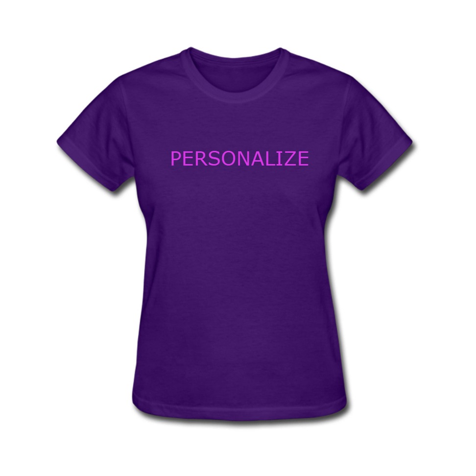 Crie a sua própria moda com esta T-shirt feminina de algodão personalizável. Personalize e crie prendas exclusivas. Oferta do tratamento da qualidade da sua imagem e enviamos a prova antes da produção. Aproveite os portes grátis. 