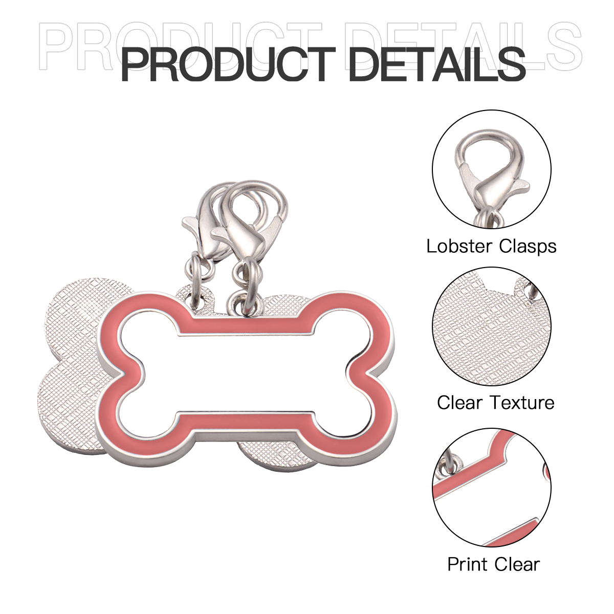 Identificador de animal de estimação personalizável - formato osso