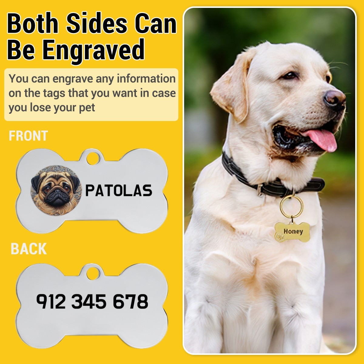 Chapa de Identificação Dupla para Cão Personalizada